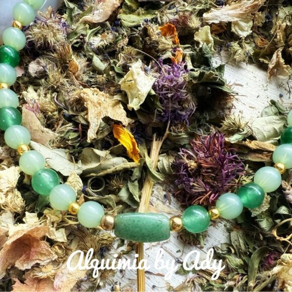 aventurine beaded handmade necklace color block/pastel - Picture 3 of 3